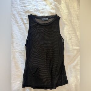 Black White Fox Sheer Tank Top